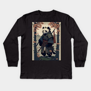 Japanese samurai panda Kids Long Sleeve T-Shirt